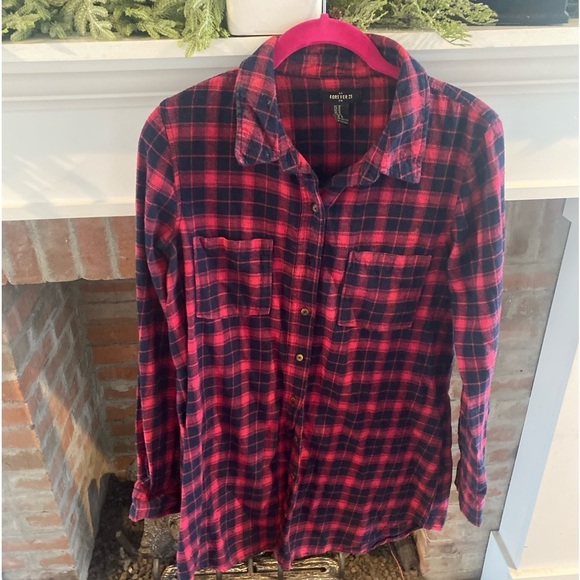 Forever 21 Medium Flannel Button Down Shirt - Picture 1 of 5